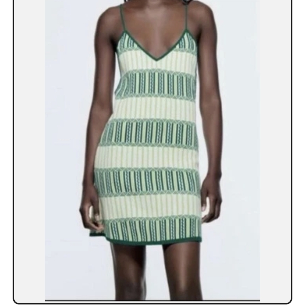 Green Striped Sleeveless Dress